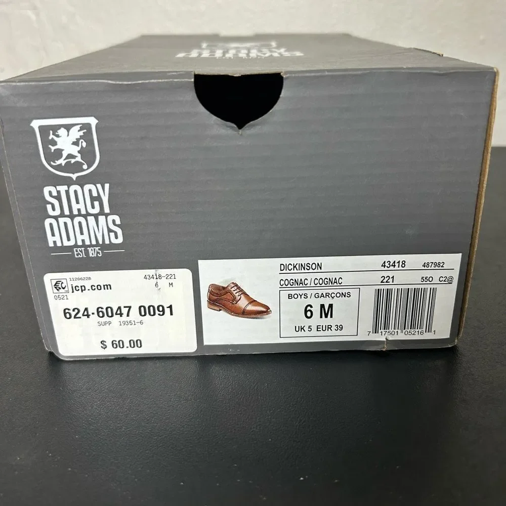 Stacy Adams Cognac Leather Shoes Boys Size 6
